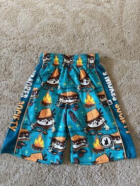 Smores Society Kids' Teal Graphic Basketball Shorts
